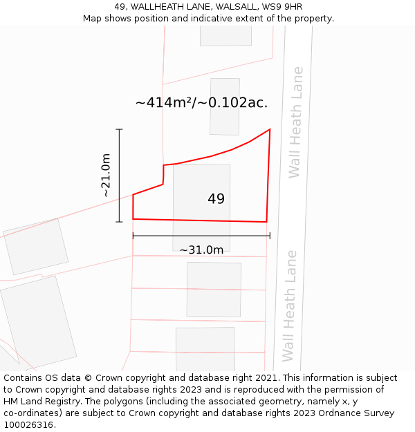 49, WALLHEATH LANE, WALSALL, WS9 9HR: Plot and title map