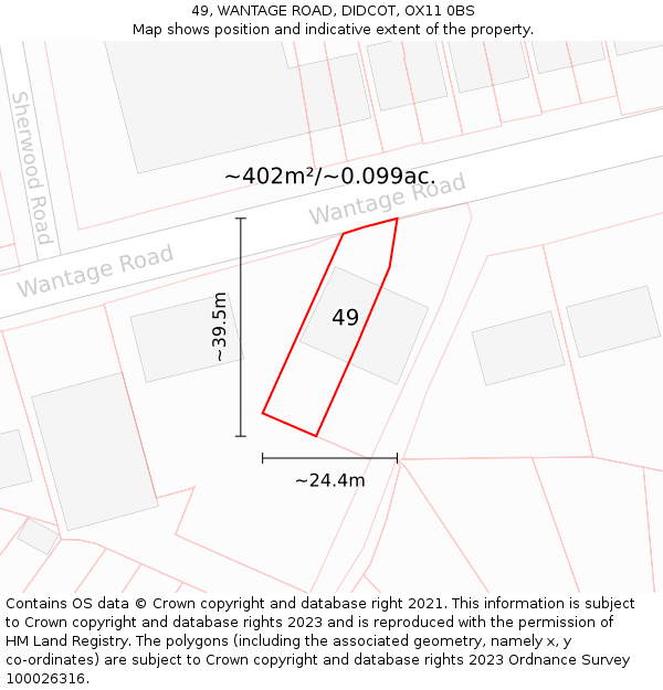 49, WANTAGE ROAD, DIDCOT, OX11 0BS: Plot and title map
