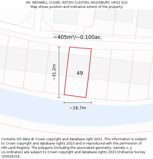 49, WENWELL CLOSE, ASTON CLINTON, AYLESBURY, HP22 5LG: Plot and title map