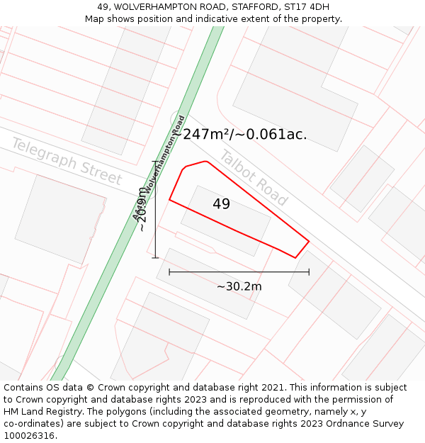 49, WOLVERHAMPTON ROAD, STAFFORD, ST17 4DH: Plot and title map