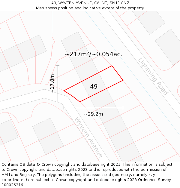 49, WYVERN AVENUE, CALNE, SN11 8NZ: Plot and title map