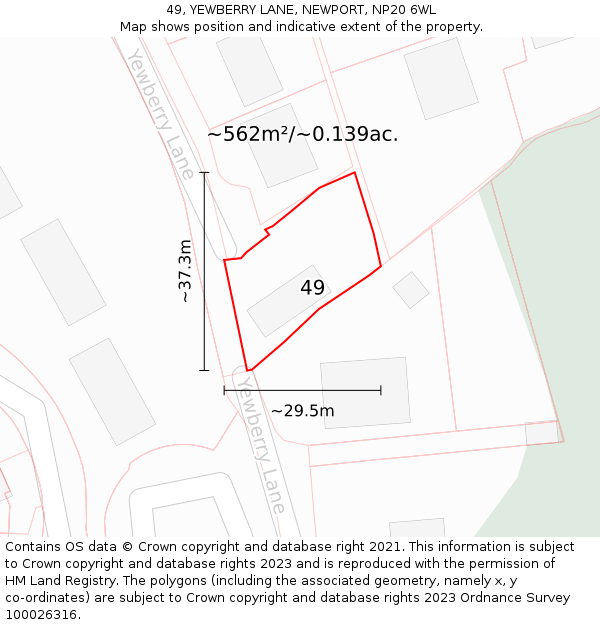 49, YEWBERRY LANE, NEWPORT, NP20 6WL: Plot and title map