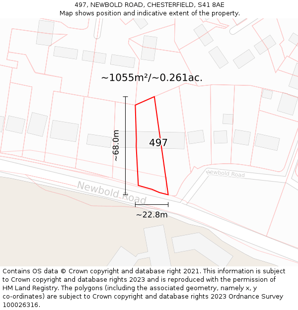 497, NEWBOLD ROAD, CHESTERFIELD, S41 8AE: Plot and title map