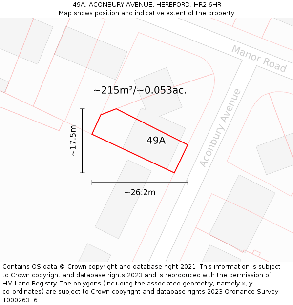 49A, ACONBURY AVENUE, HEREFORD, HR2 6HR: Plot and title map