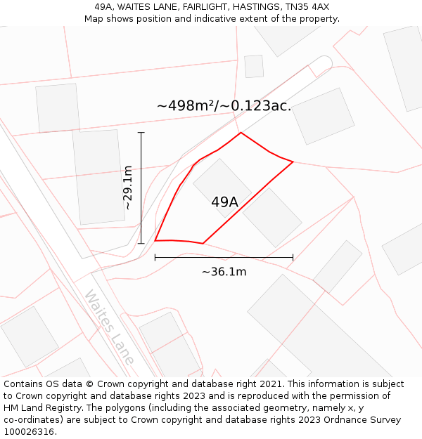 49A, WAITES LANE, FAIRLIGHT, HASTINGS, TN35 4AX: Plot and title map