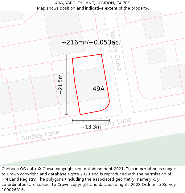 49A, YARDLEY LANE, LONDON, E4 7RS: Plot and title map