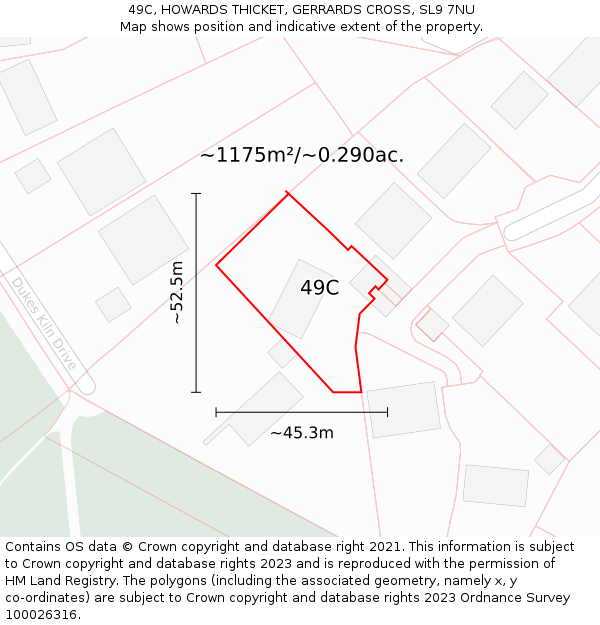 49C, HOWARDS THICKET, GERRARDS CROSS, SL9 7NU: Plot and title map