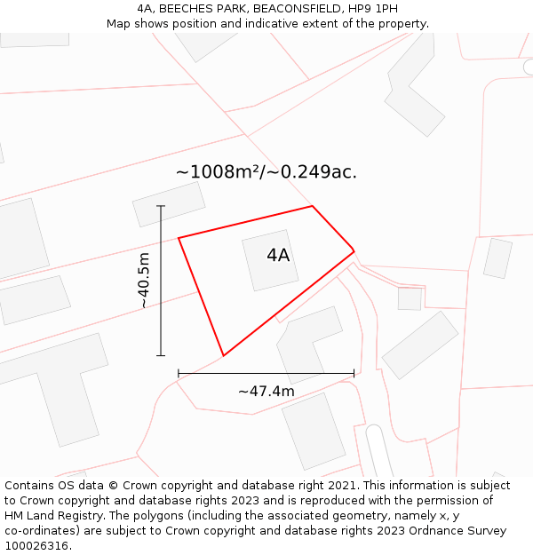 4A, BEECHES PARK, BEACONSFIELD, HP9 1PH: Plot and title map