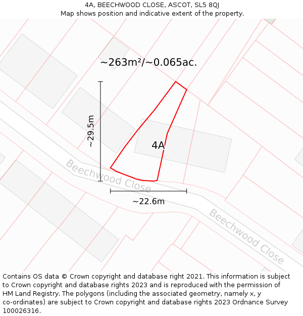 4A, BEECHWOOD CLOSE, ASCOT, SL5 8QJ: Plot and title map