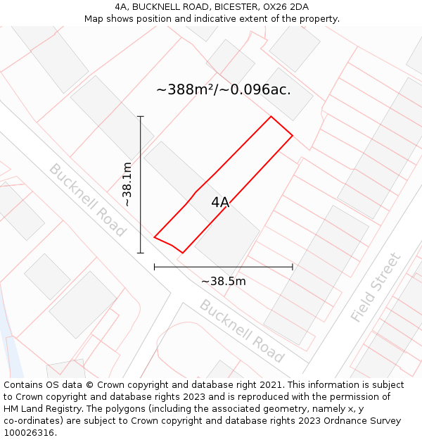 4A, BUCKNELL ROAD, BICESTER, OX26 2DA: Plot and title map