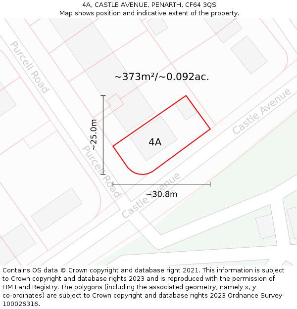 4A, CASTLE AVENUE, PENARTH, CF64 3QS: Plot and title map