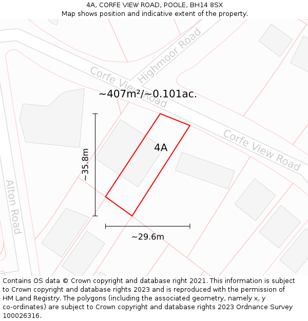 4A, CORFE VIEW ROAD, POOLE, BH14 8SX: Plot and title map