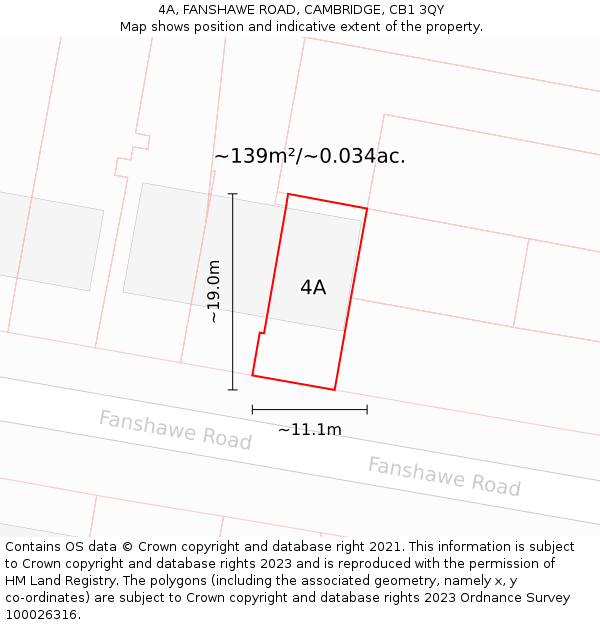 4A, FANSHAWE ROAD, CAMBRIDGE, CB1 3QY: Plot and title map