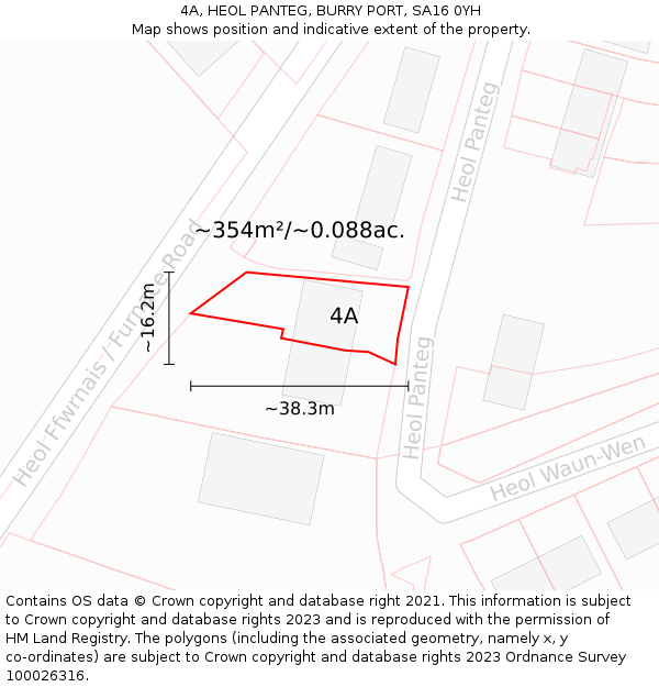 4A, HEOL PANTEG, BURRY PORT, SA16 0YH: Plot and title map