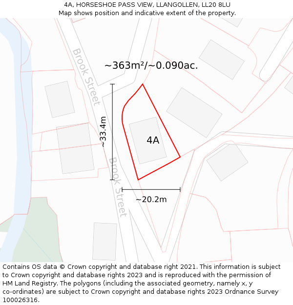 4A, HORSESHOE PASS VIEW, LLANGOLLEN, LL20 8LU: Plot and title map