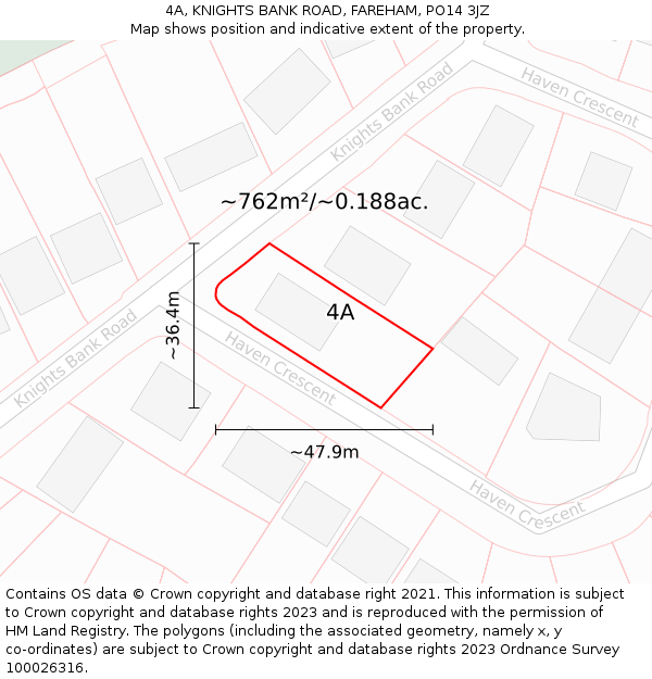 4A, KNIGHTS BANK ROAD, FAREHAM, PO14 3JZ: Plot and title map