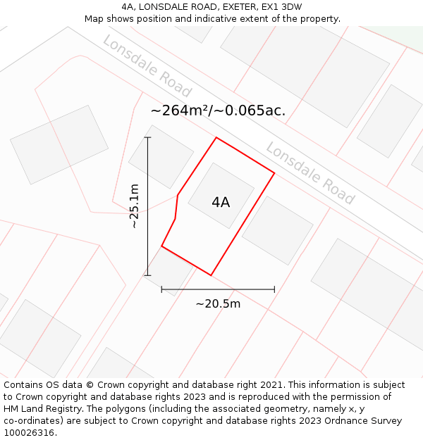 4A, LONSDALE ROAD, EXETER, EX1 3DW: Plot and title map