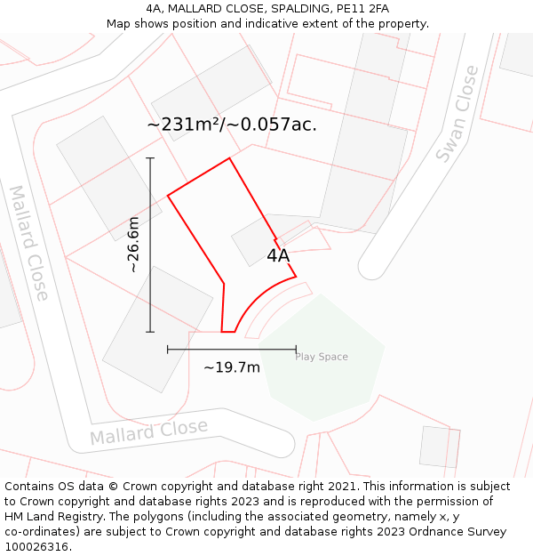 4A, MALLARD CLOSE, SPALDING, PE11 2FA: Plot and title map