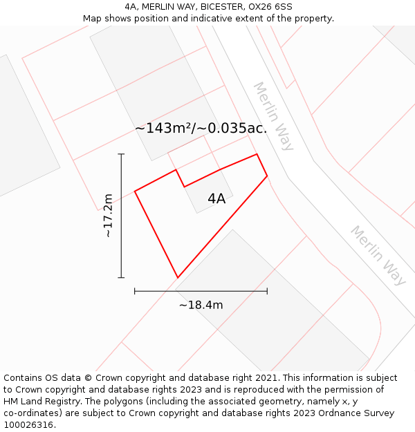 4A, MERLIN WAY, BICESTER, OX26 6SS: Plot and title map