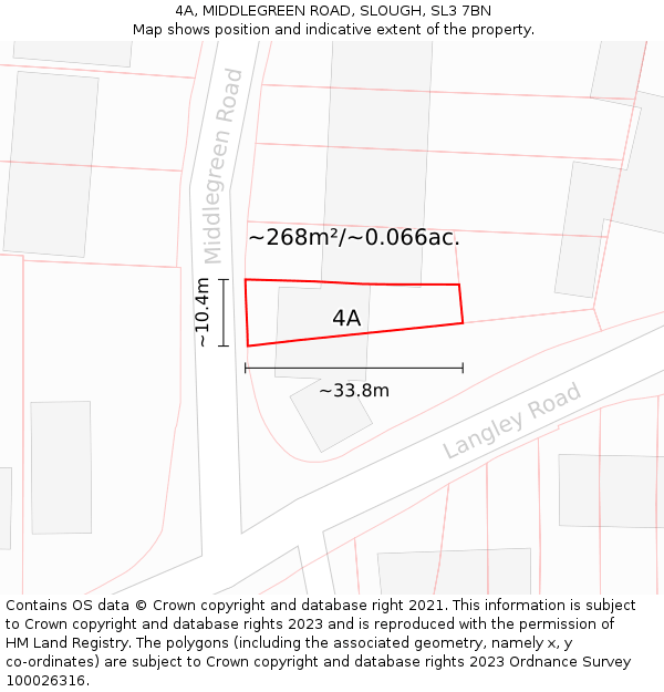 4A, MIDDLEGREEN ROAD, SLOUGH, SL3 7BN: Plot and title map