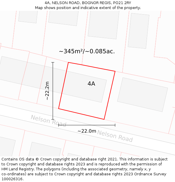 4A, NELSON ROAD, BOGNOR REGIS, PO21 2RY: Plot and title map