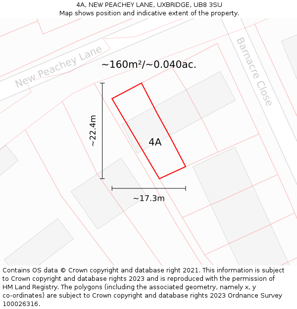 4A, NEW PEACHEY LANE, UXBRIDGE, UB8 3SU: Plot and title map