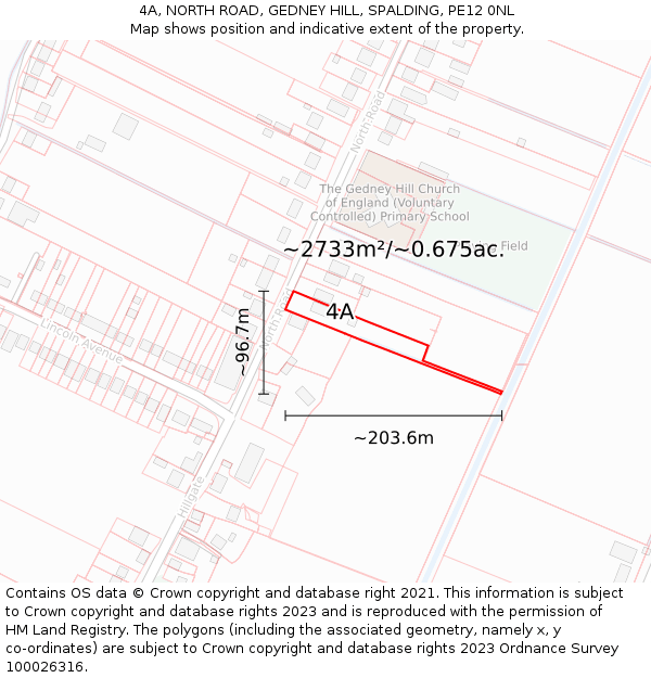 4A, NORTH ROAD, GEDNEY HILL, SPALDING, PE12 0NL: Plot and title map