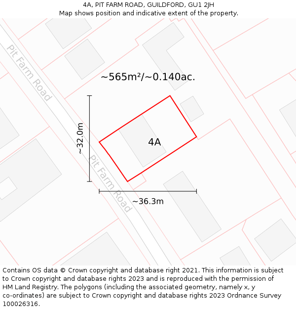 4A, PIT FARM ROAD, GUILDFORD, GU1 2JH: Plot and title map