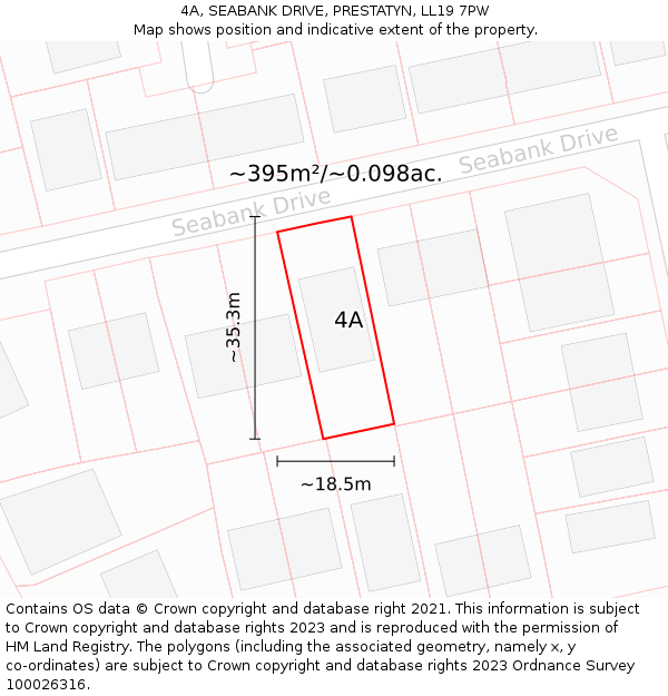 4A, SEABANK DRIVE, PRESTATYN, LL19 7PW: Plot and title map