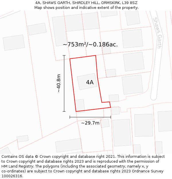 4A, SHAWS GARTH, SHIRDLEY HILL, ORMSKIRK, L39 8SZ: Plot and title map