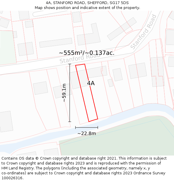 4A, STANFORD ROAD, SHEFFORD, SG17 5DS: Plot and title map