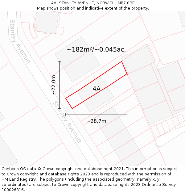 4A, STANLEY AVENUE, NORWICH, NR7 0BE: Plot and title map