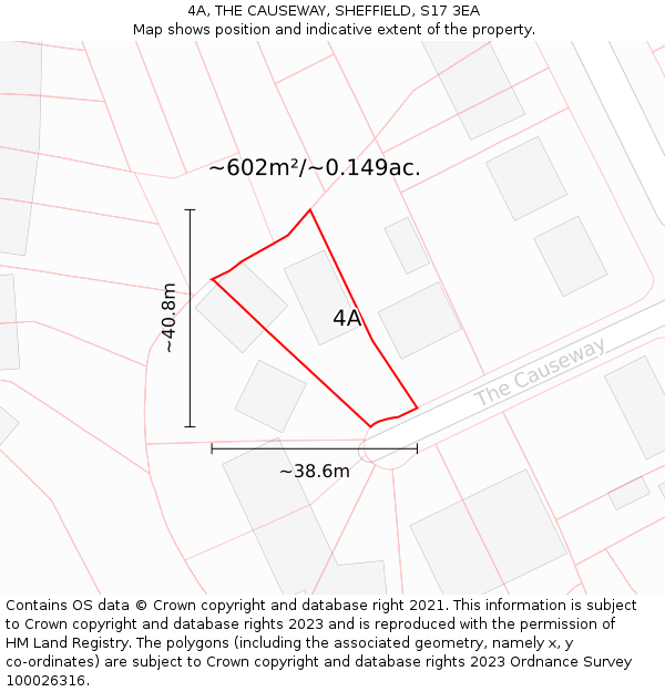4A, THE CAUSEWAY, SHEFFIELD, S17 3EA: Plot and title map