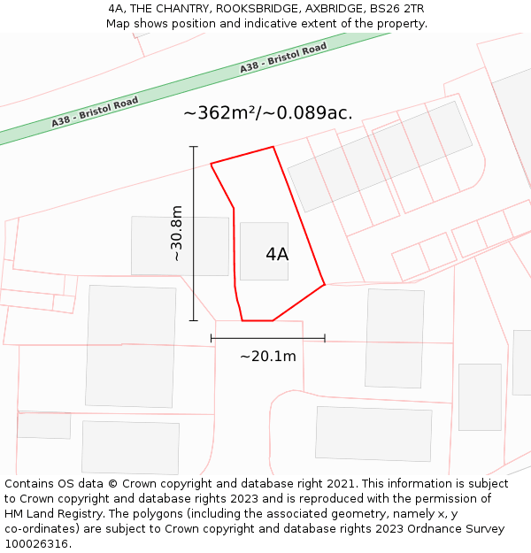 4A, THE CHANTRY, ROOKSBRIDGE, AXBRIDGE, BS26 2TR: Plot and title map