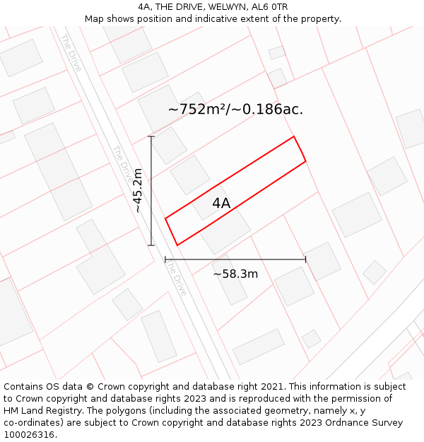 4A, THE DRIVE, WELWYN, AL6 0TR: Plot and title map