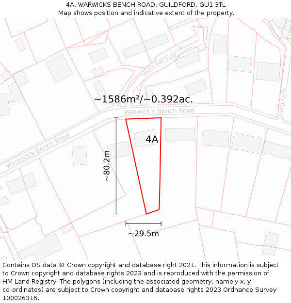 4A, WARWICKS BENCH ROAD, GUILDFORD, GU1 3TL: Plot and title map