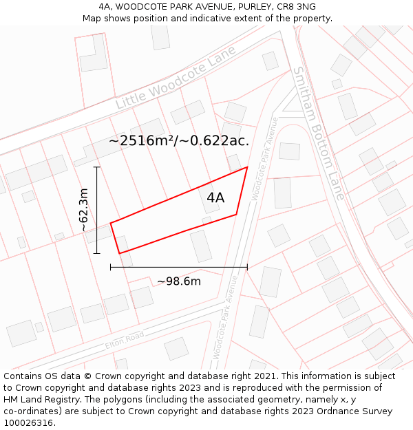 4A, WOODCOTE PARK AVENUE, PURLEY, CR8 3NG: Plot and title map