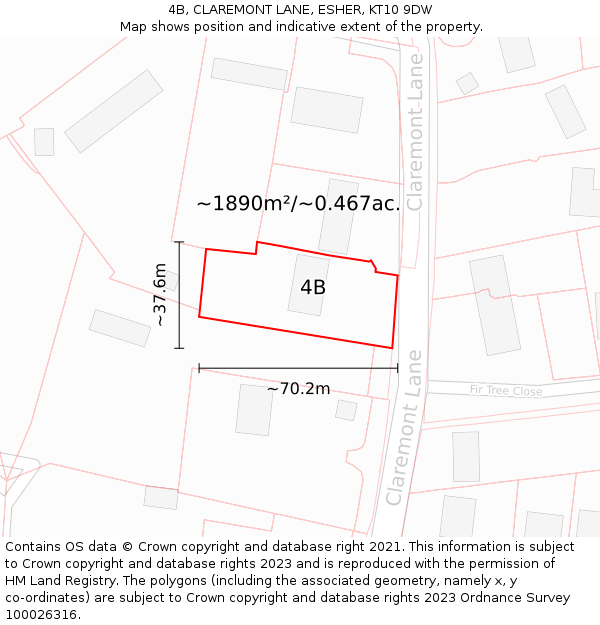 4B, CLAREMONT LANE, ESHER, KT10 9DW: Plot and title map