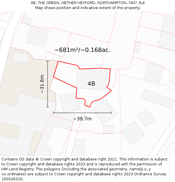 4B, THE GREEN, NETHER HEYFORD, NORTHAMPTON, NN7 3LE: Plot and title map