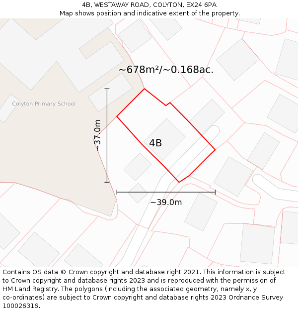 4B, WESTAWAY ROAD, COLYTON, EX24 6PA: Plot and title map