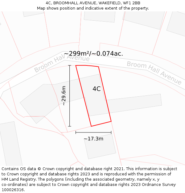 4C, BROOMHALL AVENUE, WAKEFIELD, WF1 2BB: Plot and title map