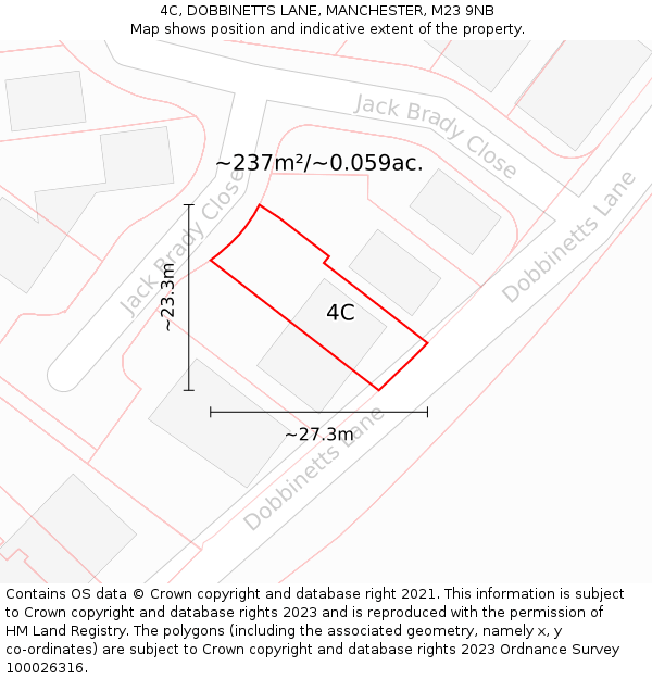 4C, DOBBINETTS LANE, MANCHESTER, M23 9NB: Plot and title map