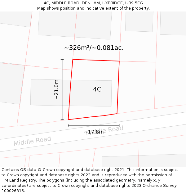 4C, MIDDLE ROAD, DENHAM, UXBRIDGE, UB9 5EG: Plot and title map