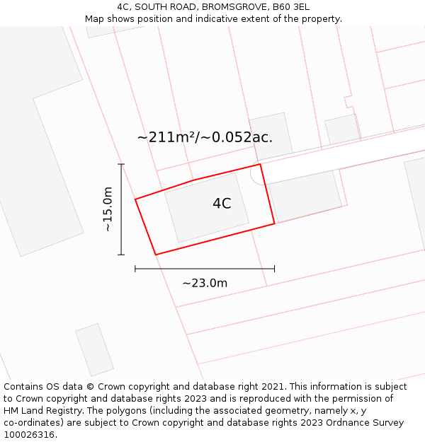 4C, SOUTH ROAD, BROMSGROVE, B60 3EL: Plot and title map