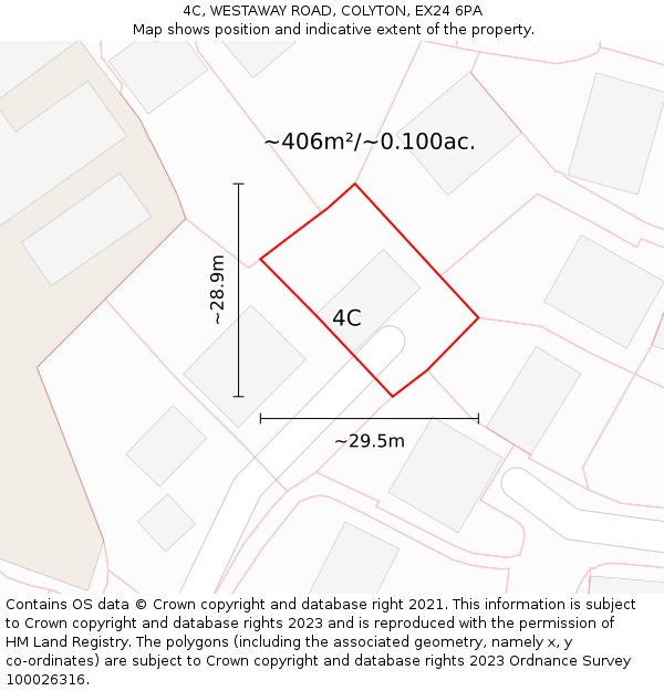 4C, WESTAWAY ROAD, COLYTON, EX24 6PA: Plot and title map