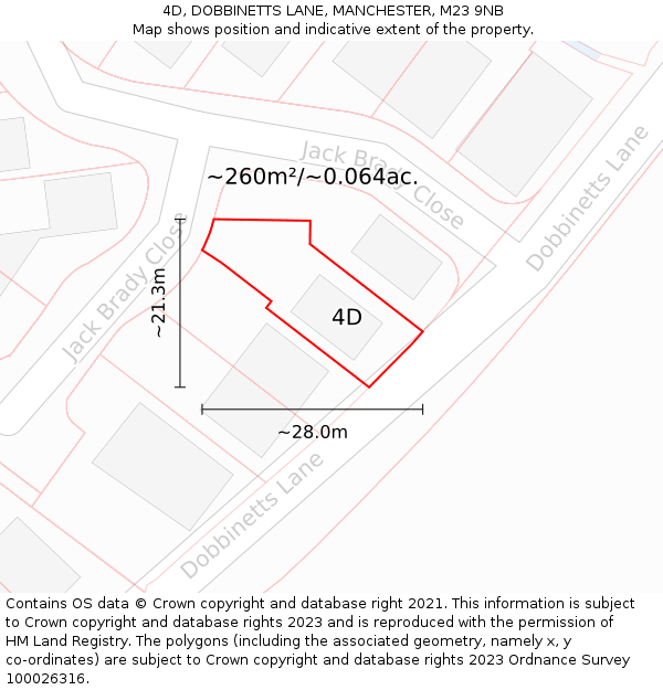 4D, DOBBINETTS LANE, MANCHESTER, M23 9NB: Plot and title map