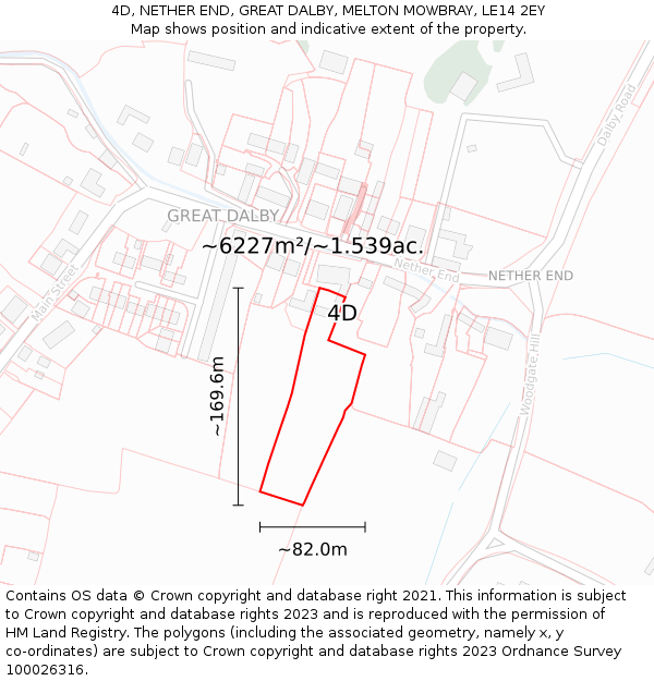 4D, NETHER END, GREAT DALBY, MELTON MOWBRAY, LE14 2EY: Plot and title map