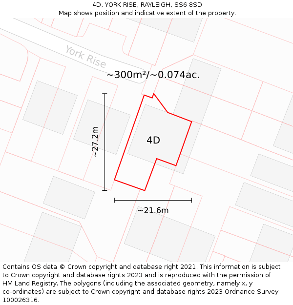 4D, YORK RISE, RAYLEIGH, SS6 8SD: Plot and title map