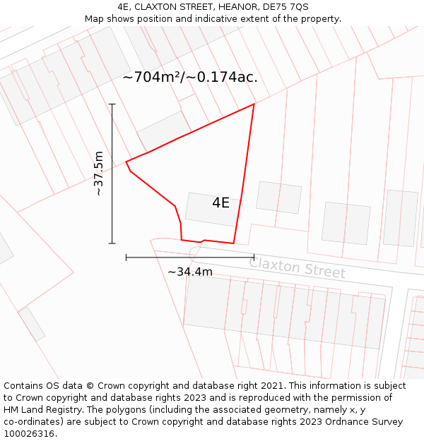 4E, CLAXTON STREET, HEANOR, DE75 7QS: Plot and title map