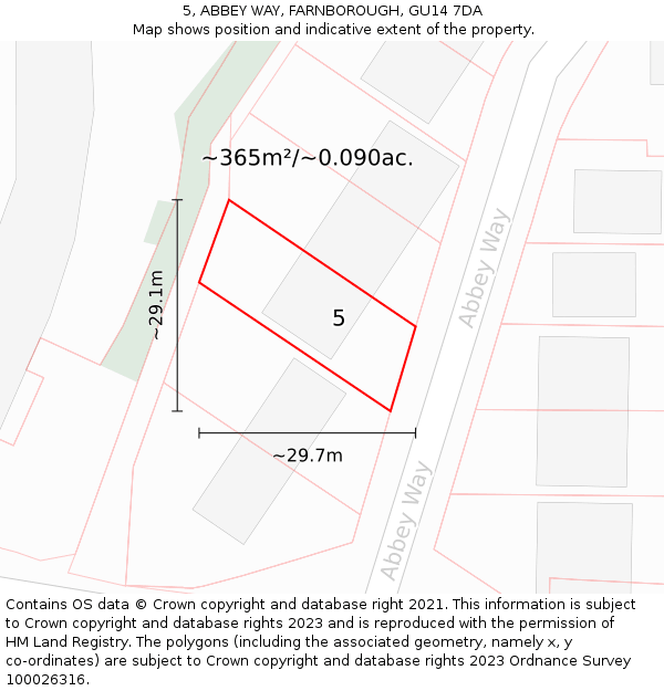 5, ABBEY WAY, FARNBOROUGH, GU14 7DA: Plot and title map